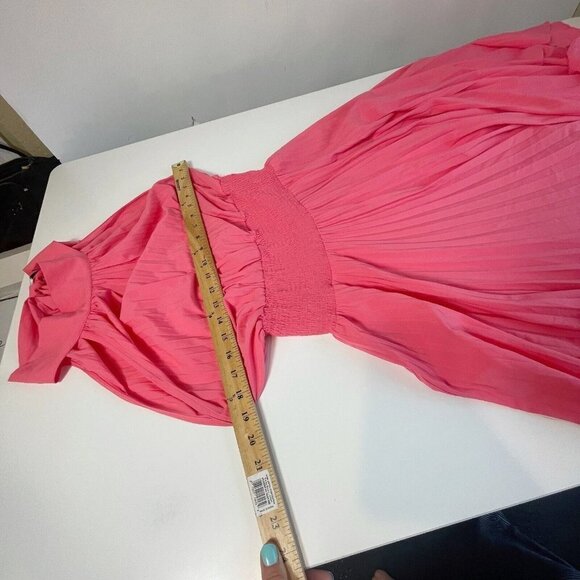 DO+BE Womens Sleeveless High Neck Pleated Halter Maxi Dress Pink M Tie Y18606 - Picture 8 of 10